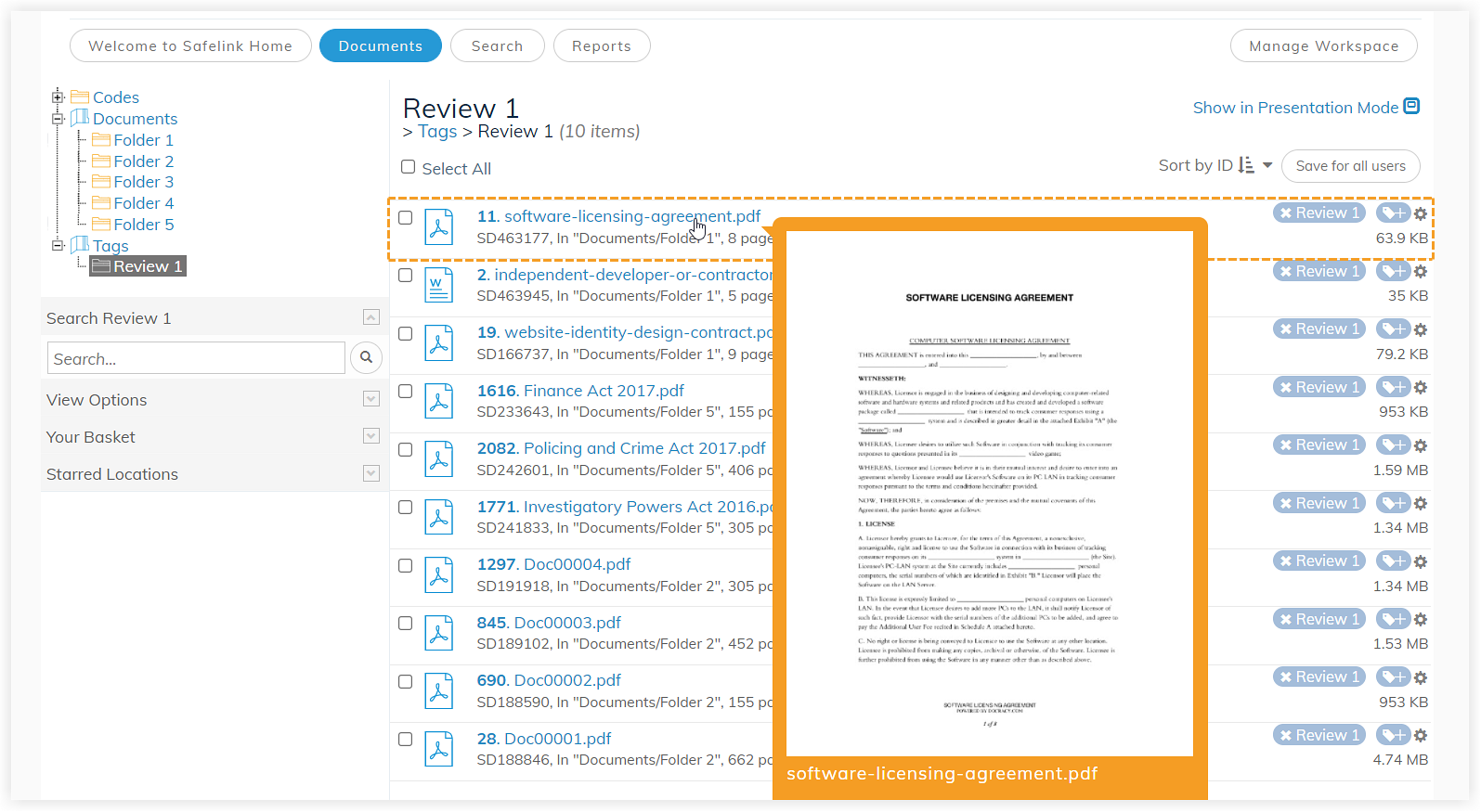 Review And Classify Documents